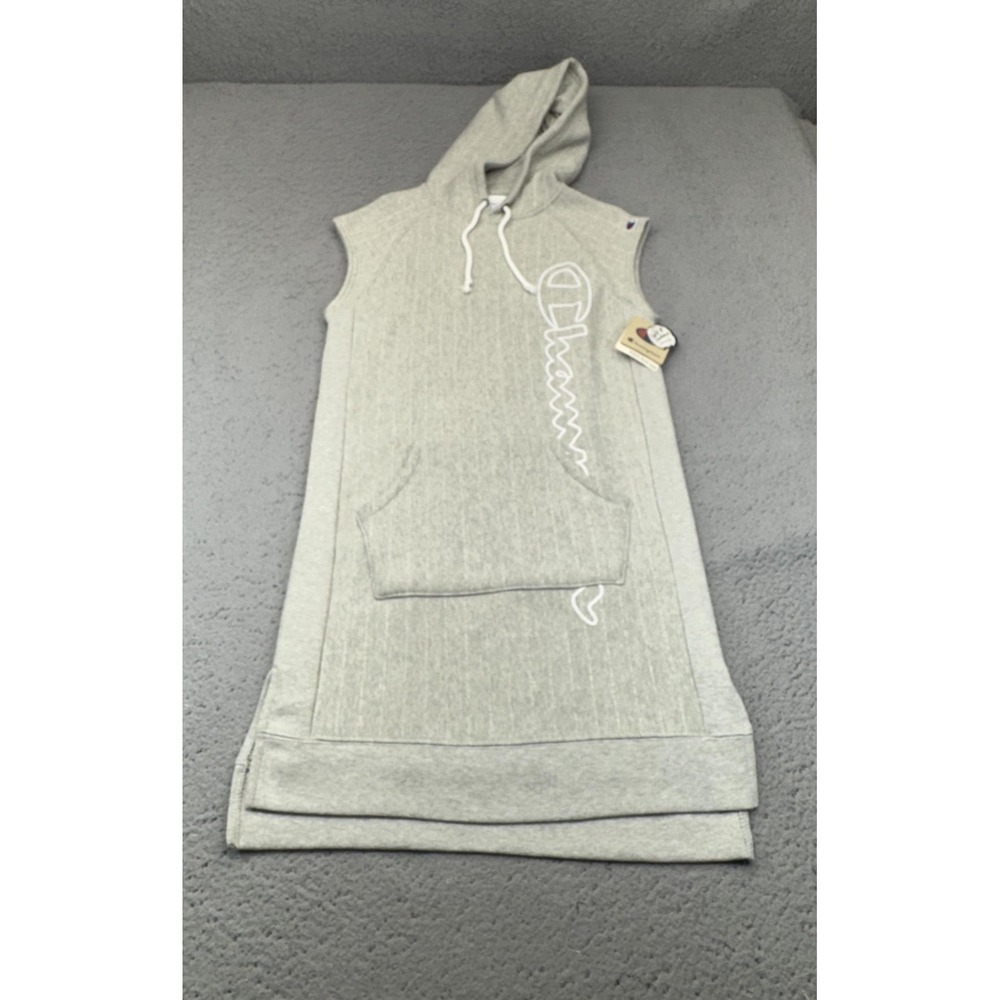 Champion Hoodie Tunic Womens XS Gray Reverse Weave Sleeveless Logo Fleece